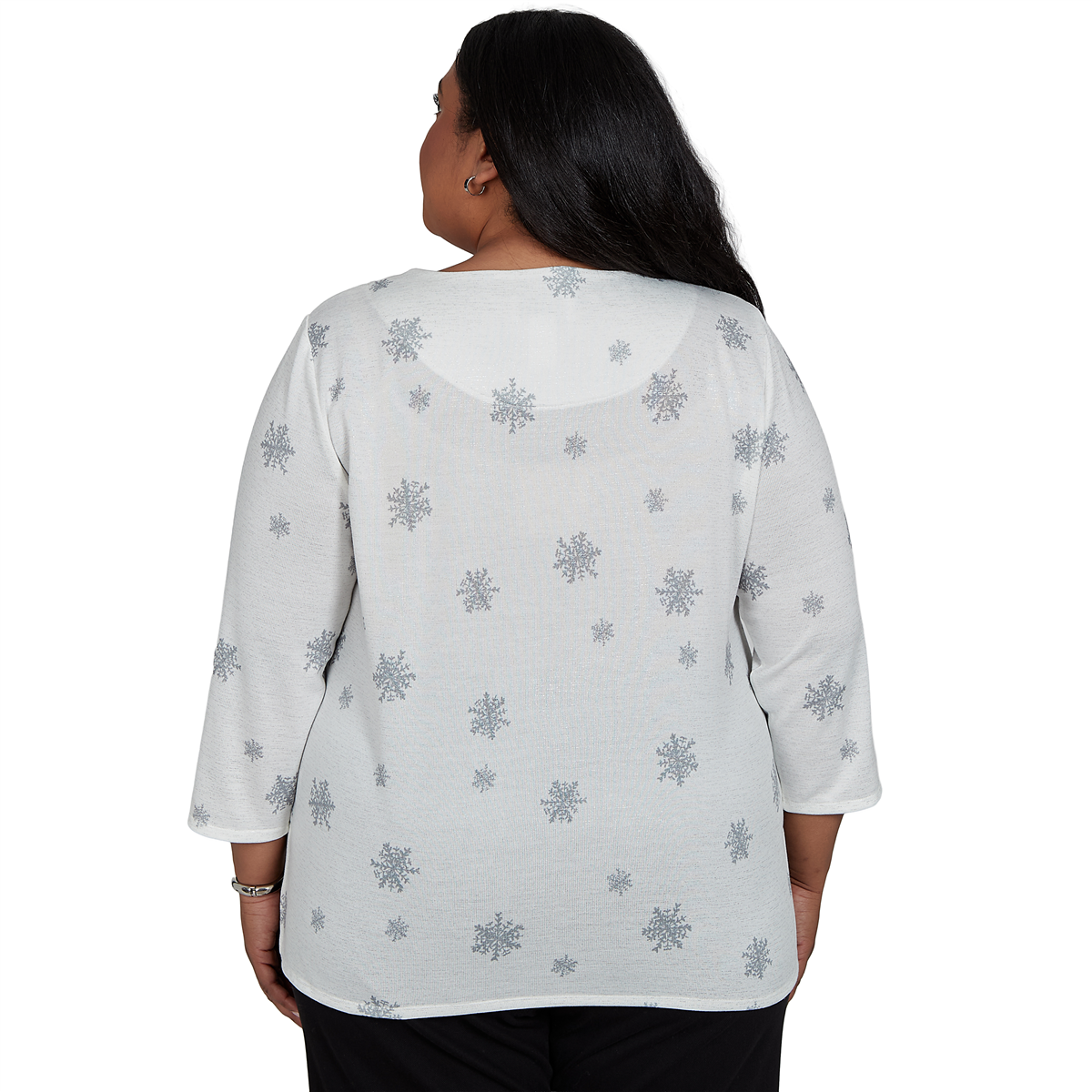 Plus Size Alfred Dunner Classics Shimmering Snowman Tee