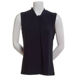 Womens Tommy Hilfiger Sleeveless Solid Knot Neck Blouse