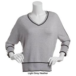 Womens Retrology 3/4 Sleeve V-Neck Tipped Sweater