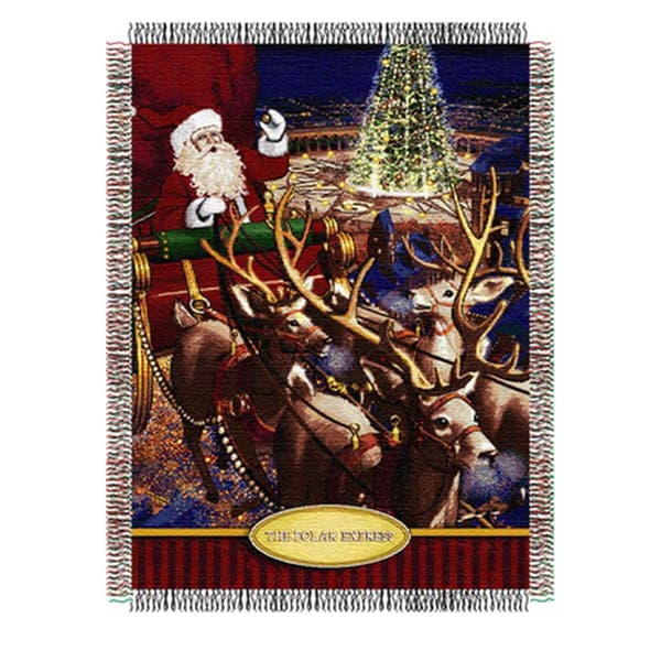 Northwest Polar Express Santa Flight  Woven Tapestry Throw - image 