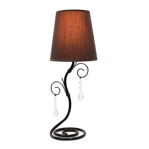 Simple Designs Twisted Vine Table Lamp w/Shade & Hanging Crystals
