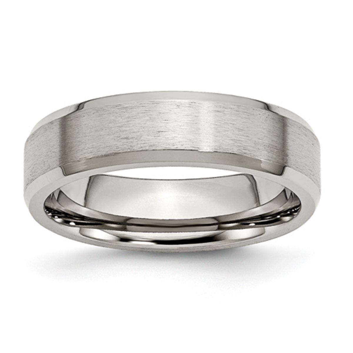 Mens Endless Affection™ Titanium 6mm Beveled Edge Wedding...
