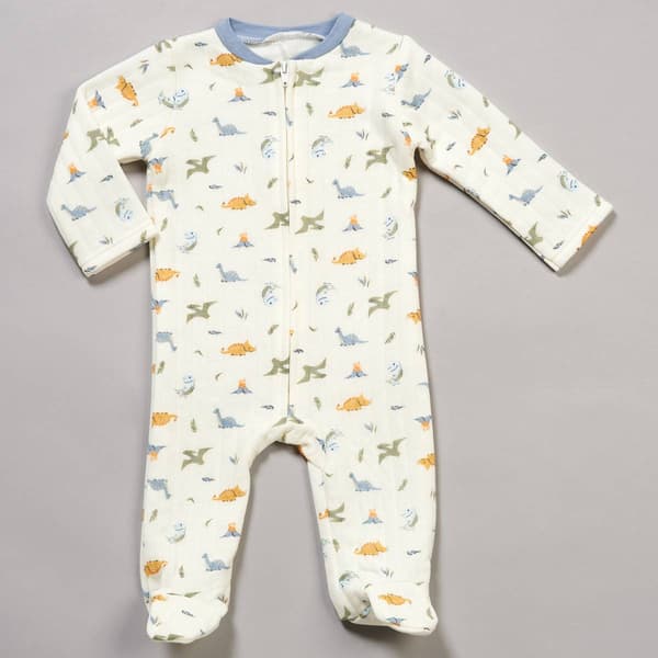 Baby Boy (NB-9M) Chick Pea Dino Quilted Footed Sleeper - image 