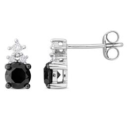 Sophia B 1 1/8ctw. Black & White Diamond Post Earrings