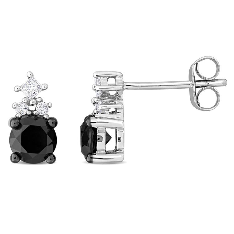 Sophia B 1 1/8ctw. Black & White Diamond Post Earrings