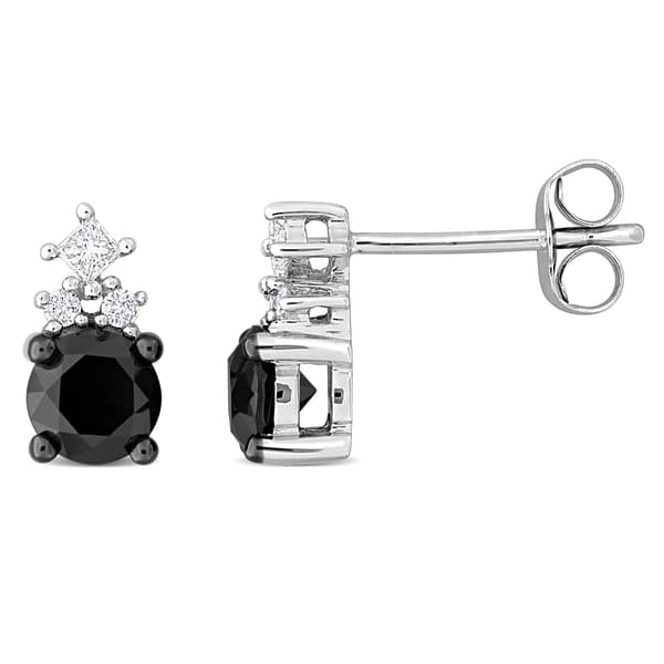 Sophia B 1 1/8ctw. Black & White Diamond Post Earrings - image 