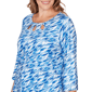 Plus Size Heart''s of Palm Embraceable Blue Brushstroke Blouse - image 5