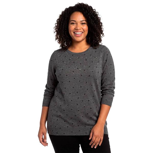Plus Size Emily Daniels 3/4 Sleeve Dot Rhinestone Sweater - image 