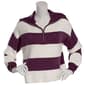 Juniors No Comment Polo Collar Quarter Zip Stripe Sweater - image 1