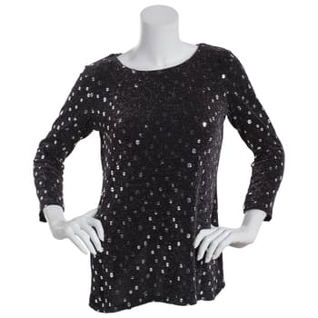 Womens MSK 3/4 Sleeve Metallic Dot Chiffon Cross Back Blouse - Boscov's