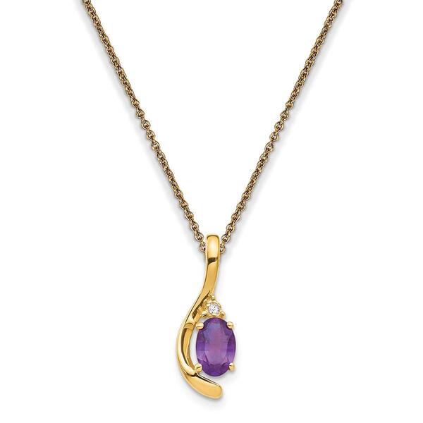 14kt. Yellow Gold Purple Amethyst Necklace - image 
