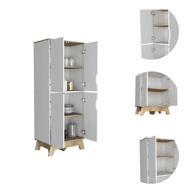 FM FURNITURE Zurich White Double Kitchen Pantry