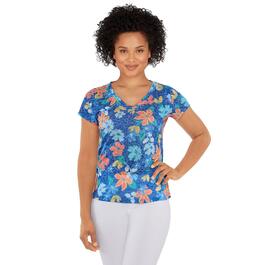 Womens Hearts of Palm Bright This Way Twist Neck Mosaic Top