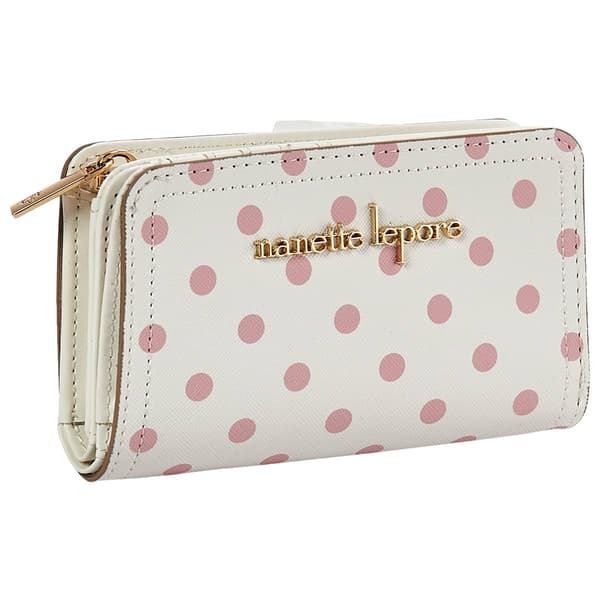 Womens Nanette Lepore Alina Polka Dot Zip Back Wallet