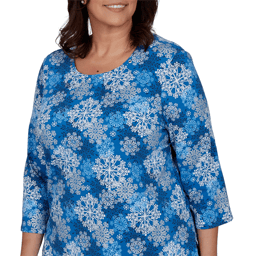 Plus Size Alfred Dunner Classics 3/4 Sleeve Snowflake Blouse