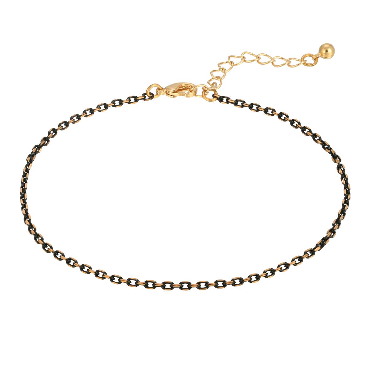 1928 Gold & Black Tone Chain Ankle Bracelet