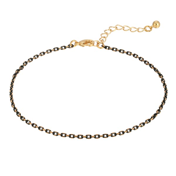 1928 Gold & Black Tone Chain Ankle Bracelet - image 