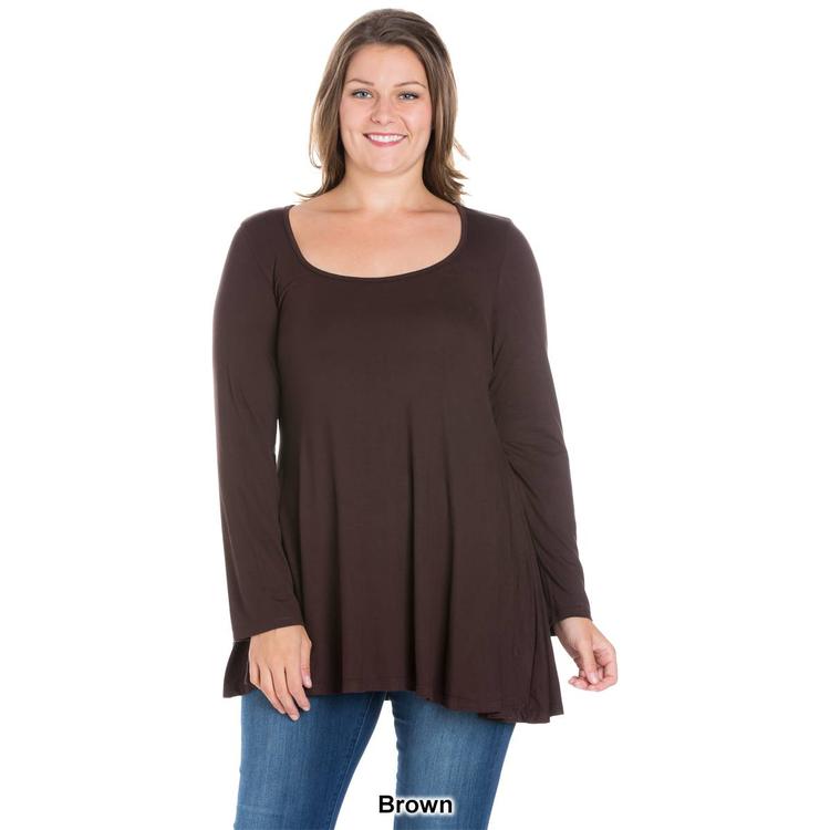 Plus Size 24/7 Comfort Apparel Poised Long Sleeve Swing Tunic