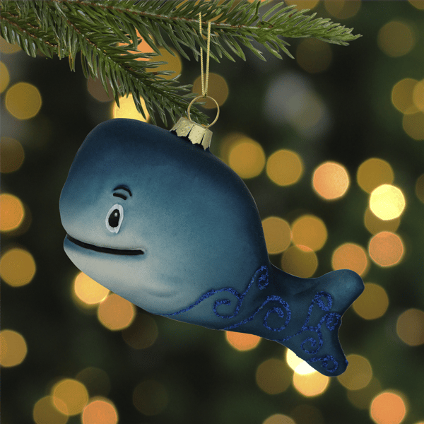 Northlight Glittered Whale Glass Christmas Ornament