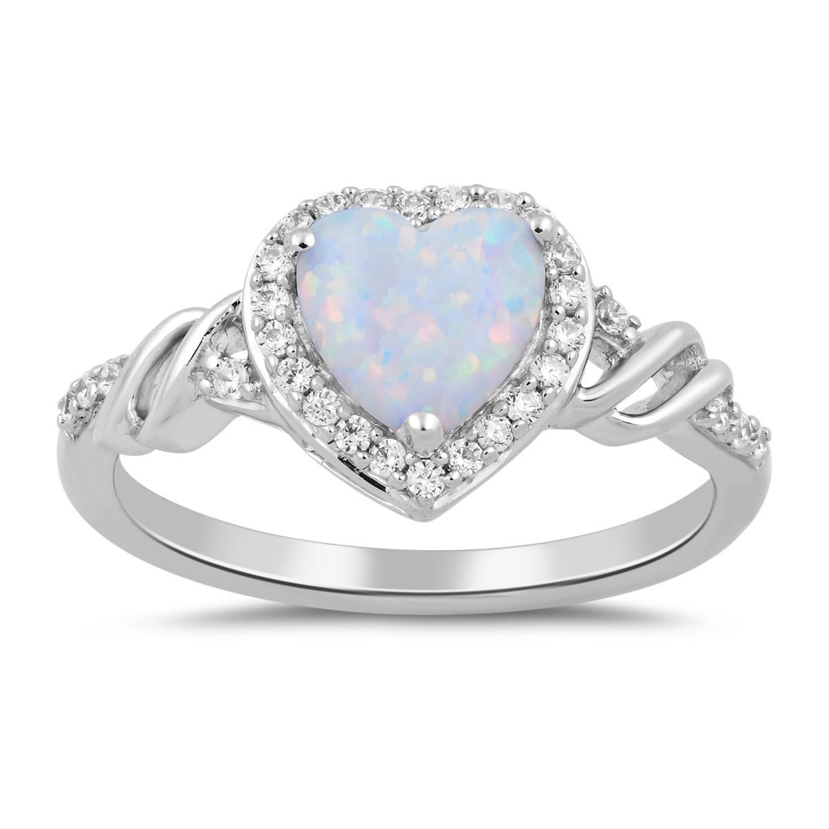 Gemstone Classics™ Created Opal & Sapphire Heart Ring