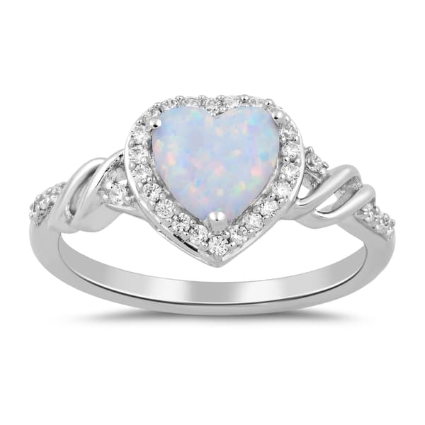 Gemstone Classics(tm) Created Opal & Sapphire Heart Ring - image 