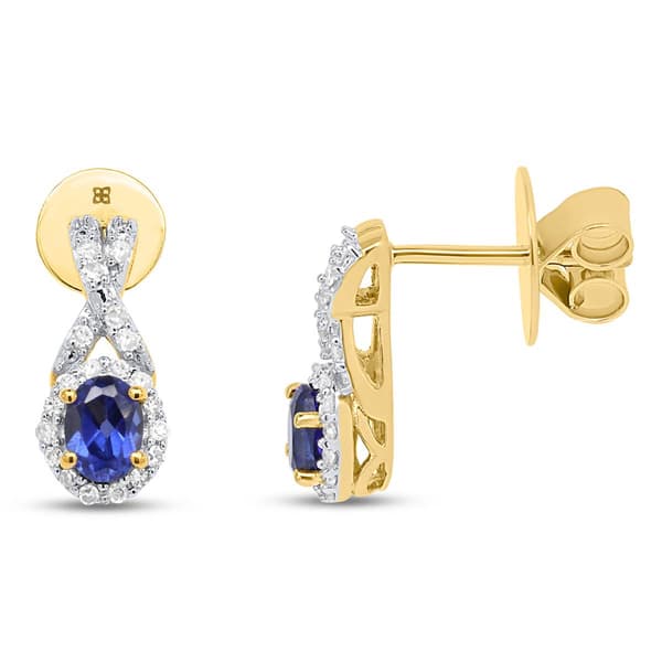 Gemstone Classics(tm) Created Sapphire & Lab Grown Diamond Earrings