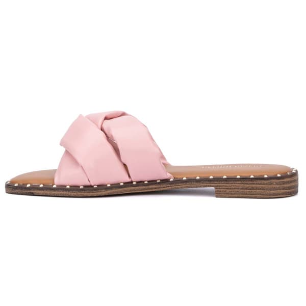Womens Olivia Miller Selysette Criss Cross Slide Sandals