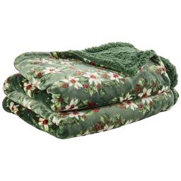 Mountain Ridge Cascading Poinsettia Sherpa Throw
