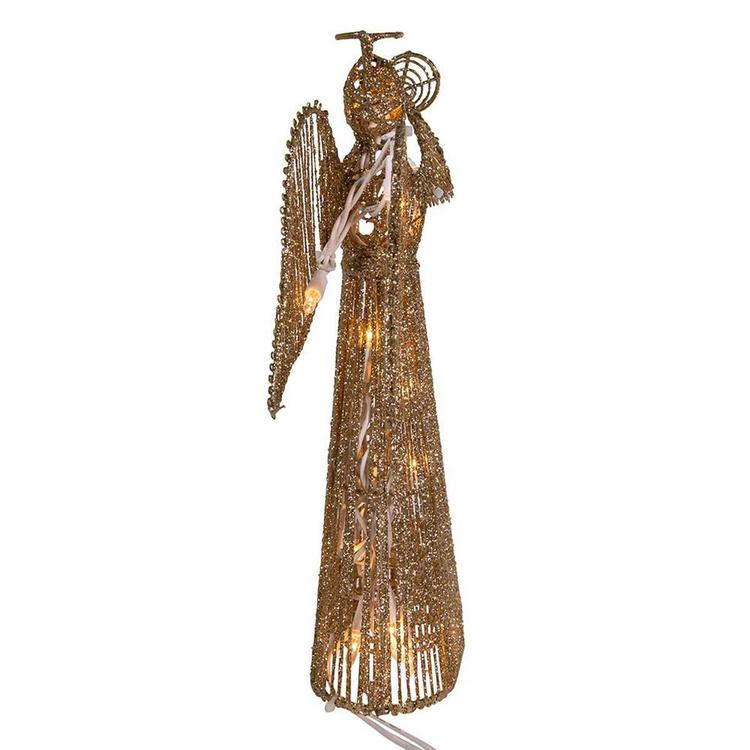 Kurt Adler 20 Light Incandescent Gold Glitter Angel Tree Topper