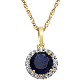 Gemstone Classics&#40;tm&#41; Blue & White Sapphire Halo Necklace