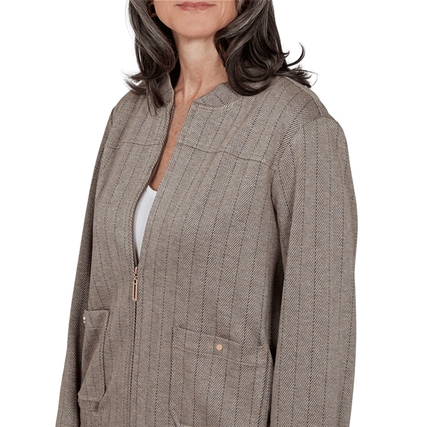 Petite Alfred Dunner Regent Street Herringbone Bomber Jacket