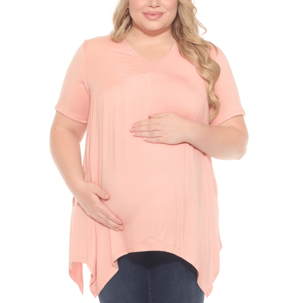 Plus Size White Mark Shirred Maternity Top - image 
