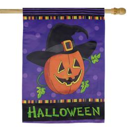 Northlight Seasonal Pumpkin in a Witch Hat Outdoor Garden Flag