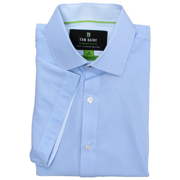 Mens Tom Baine Regular Fit Short Sleeve Dress Shirt - Blue Fancy - image 