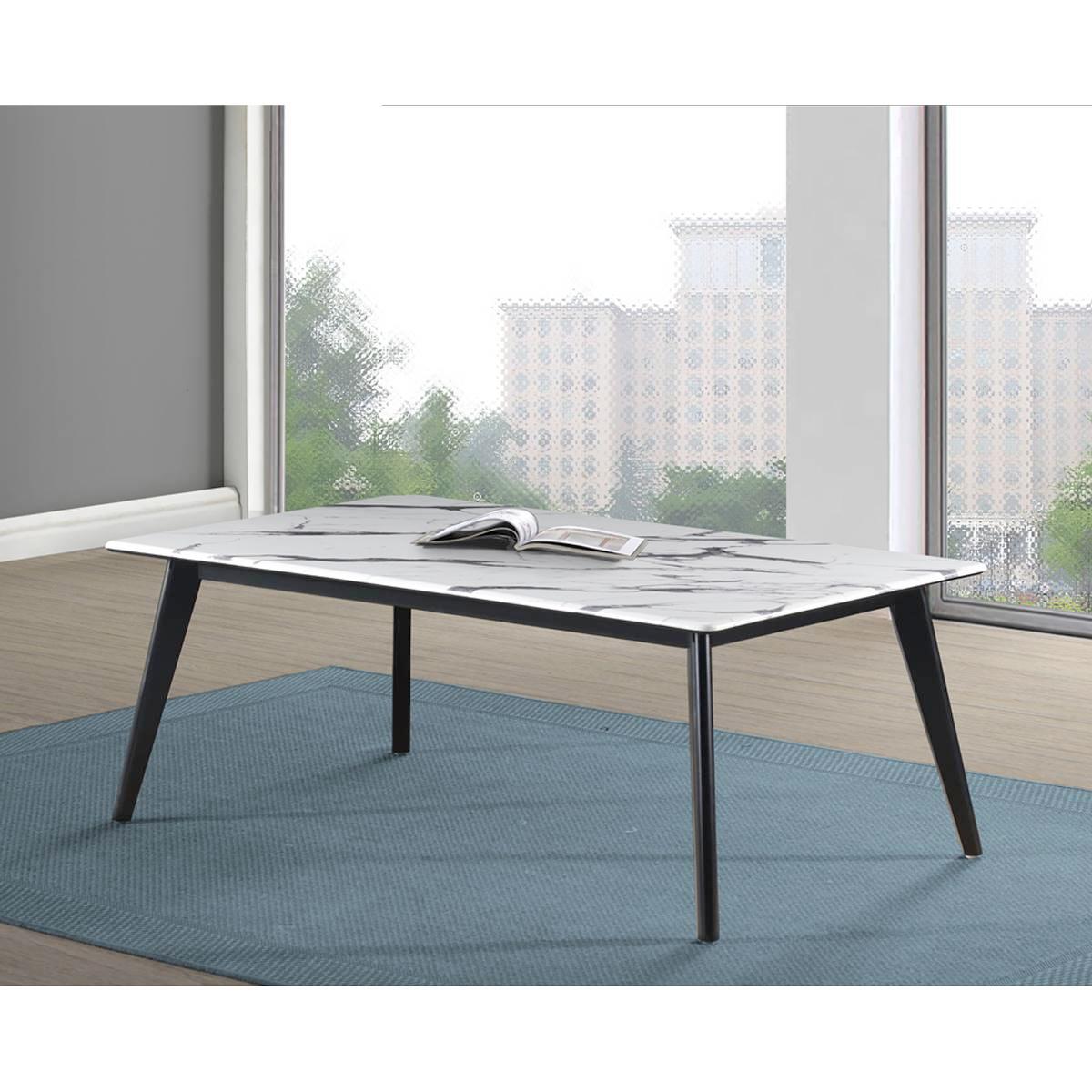Coaster Black and White Rectangle Faux Marble Top Coffee...