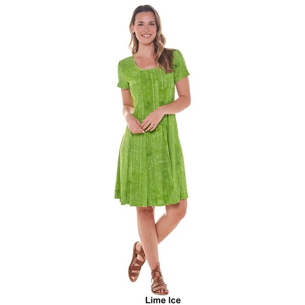 Womens Sami & Jo Short Sleeve Tie Dye Seamed Flare Shift Dress