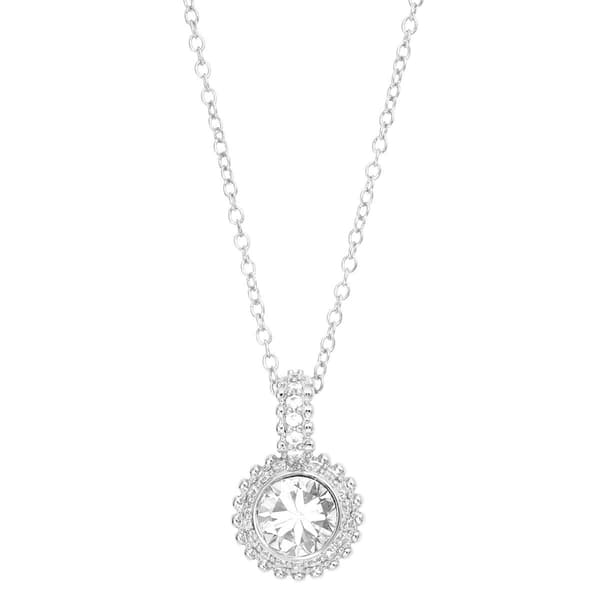 Athra Silver Plated Round Crystal Pendant Necklace - image 