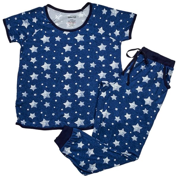 Womens Pillow Talk Short Sleeve Stars Jogger Pajama Set - image 