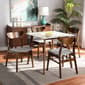 Baxton Studio Paras Light Grey/Walnut Brown Wood 5pc. Dining Set - image 7