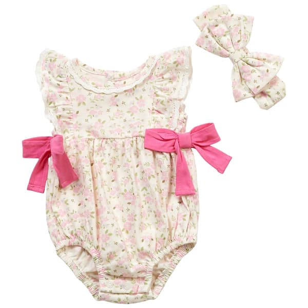 Baby Girl (NB-9M) Chick Pea 2pc. Romper With Bow - image 