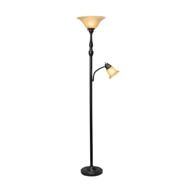 Lalia Home Reading Light/Marble Glass Shades Torchiere Floor Lamp - image 