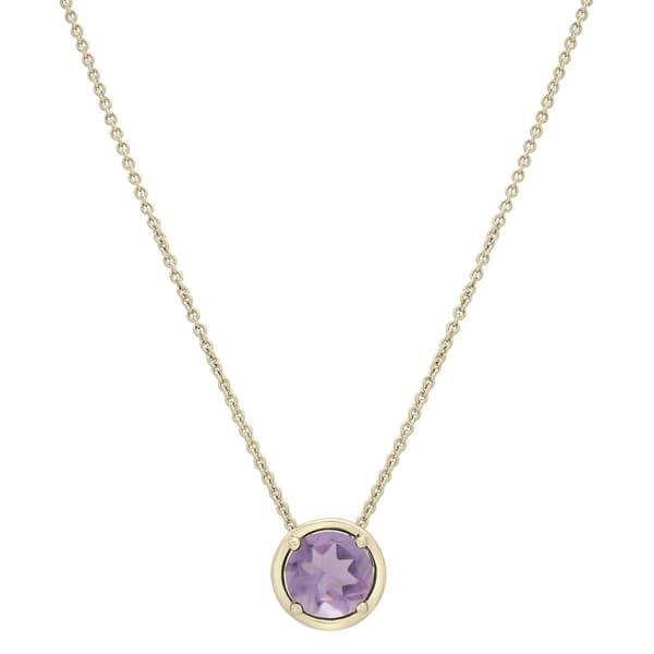 Gold Plated Amethyst Center Stone Pendant Necklace - image 