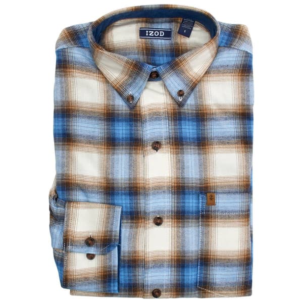 Mens IZOD&#40;R&#41; Long Sleeve Stratton Flannel Shirt - True Navy - image 