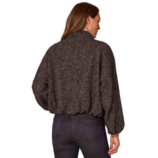 Womens Democracy Zip Up Bubble Hem Bomber Jacket