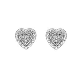 Diamond Classics&#40;tm&#41; Sterling Silver Heart Diamond Stud Earrings