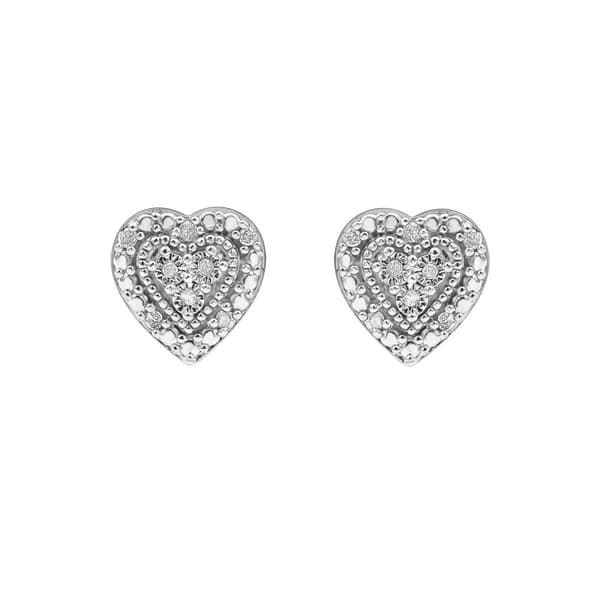 Diamond Classics&#40;tm&#41; Sterling Silver Heart Diamond Stud Earrings