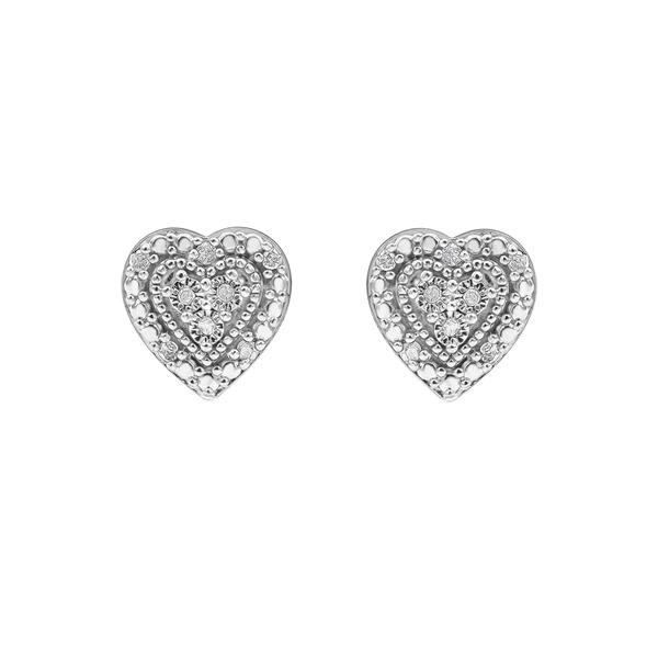 Diamond Classics&#40;tm&#41; Sterling Silver Heart Diamond Stud Earrings - image 