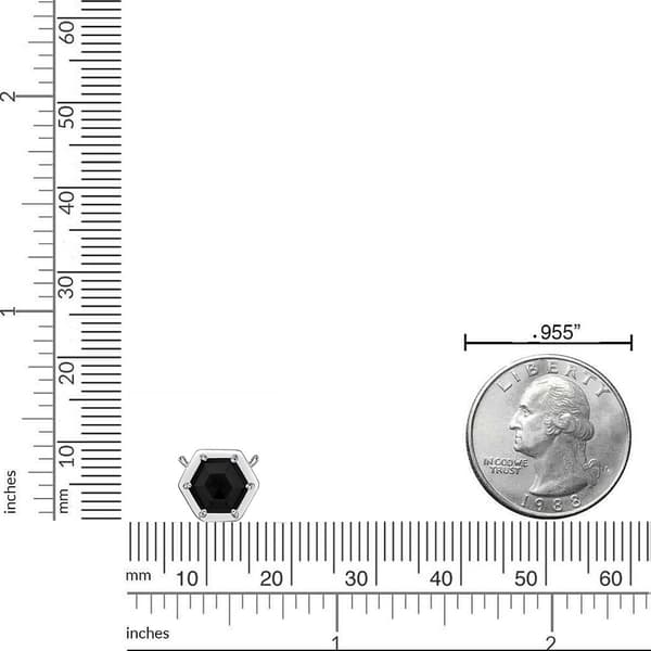 Gemminded Sterling Silver 6mm Hexagonal Onyx & Opal Necklace