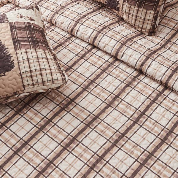 FreshFolds Redwood 3pc. Rustic Patchwork Reversible Quilt Set