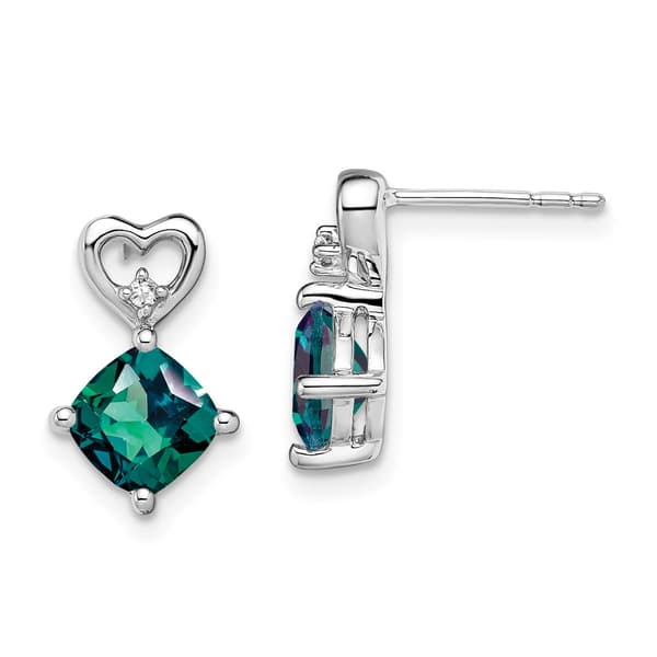 Gemstone Classics&#40;tm&#41;14kt. White Gold Alexandrite Diamond Earring - image 